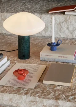 &Tradition Mist table lamp AP17, Guatemala Verde marble - opal glass