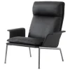 &Tradition Muno LN17 lounge chair with arms, high, dark chrome - black Noble leather