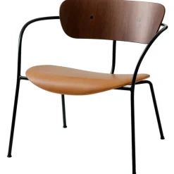 &Tradition Pavilion AV6 lounge chair, lacq. walnut - Noble Cognac leather