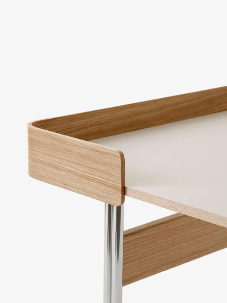 &Tradition Pavilion AV17 desk, mushroom linoleum - oak - chrome