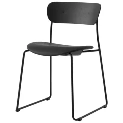 &Tradition Pavilion AV52 side chair, black lacquered oak - black Noble leather