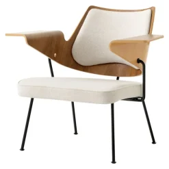 &Tradition RFH RD8 lounge chair, walnut and beech veneer - beige