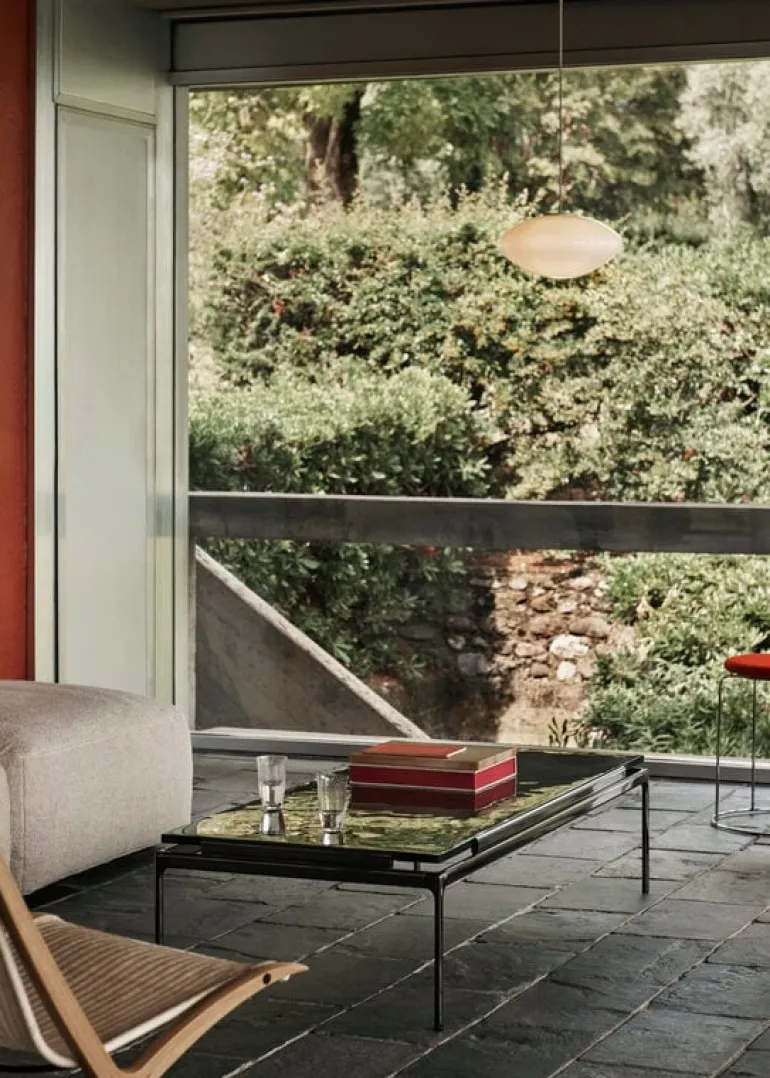 &Tradition Sett LN12 coffee table, smoked glass - dark chrome