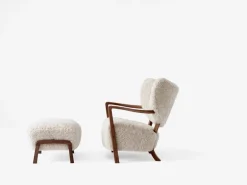 &Tradition Wulff ATD2 lounge chair and ATD3 pouf, Moonlight - walnut