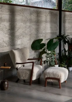 &Tradition Wulff ATD2 lounge chair and ATD3 pouf, Moonlight - walnut