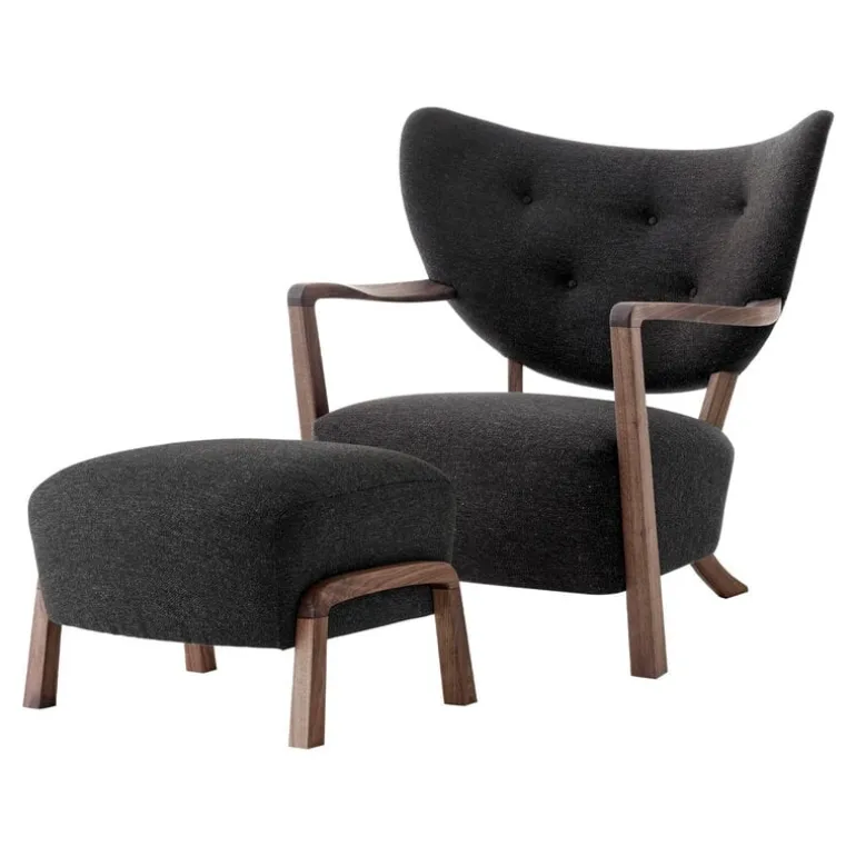 &Tradition Wulff ATD2 lounge chair and ATD3 pouf, Hallingdal 376 - walnut