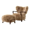 &Tradition Wulff ATD2 lounge chair and ATD3 pouf, Honey sheepskin 50 mm - walnut