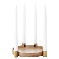 applicata Luna candleholder, oak - brass