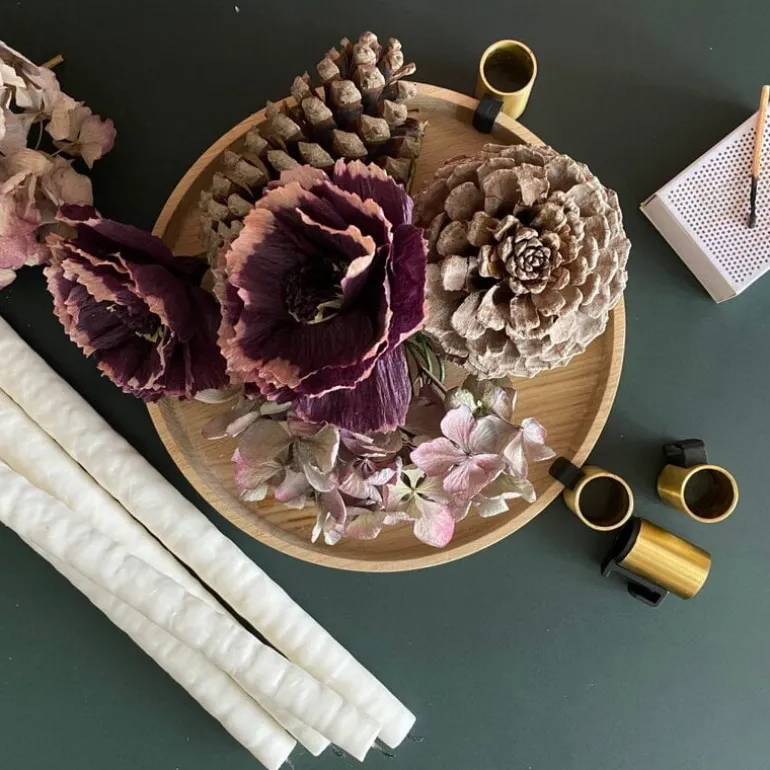 applicata Luna candleholder, oak - brass