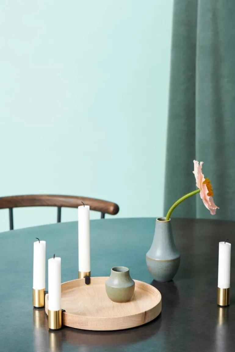 applicata Luna candleholder, oak - brass