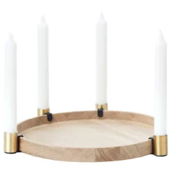 applicata Luna Maxi candleholder, oak - brass