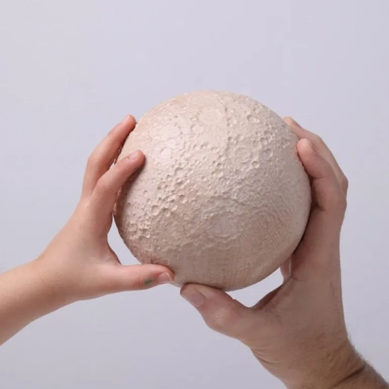 Architectmade Moon sculpture, 12 cm, maple - walnut