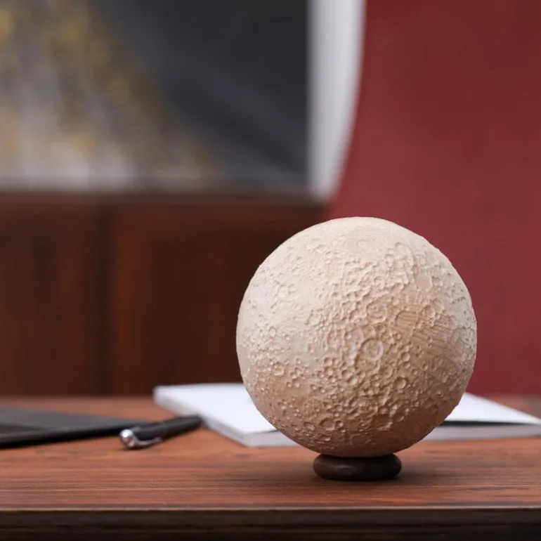 Architectmade Moon sculpture, 12 cm, maple - walnut