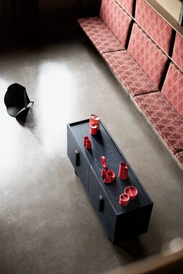 Ariake Aizome sideboard, indigo - black - red