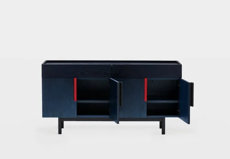 Ariake Aizome sideboard, indigo - black - red