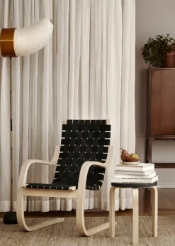 Artek Aalto armchair 406, birch - black webbing