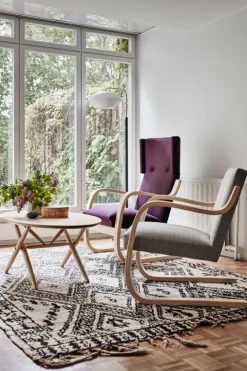 Artek Aalto armchair 402, birch - white Hallingdal 100
