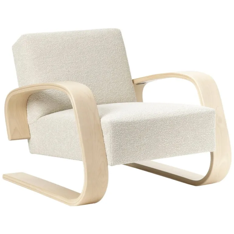 Artek Aalto armchair 400 "Tank", birch - cream/pearl Nubia 02