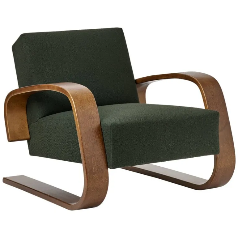 Artek Aalto armchair 400 "Tank", walnut - dark green Vidar 972
