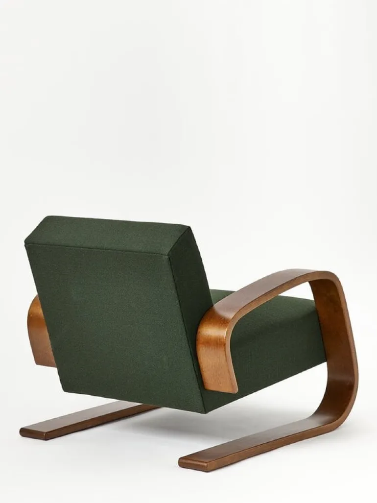 Artek Aalto armchair 400 "Tank", walnut - dark green Vidar 972