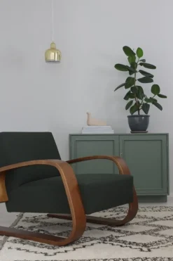 Artek Aalto armchair 400 "Tank", walnut - dark green Vidar 972