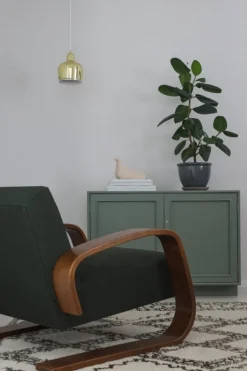Artek Aalto armchair 400 "Tank", walnut - dark green Vidar 972