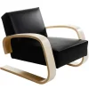 Artek Aalto armchair 400 "Tank", birch - black leather