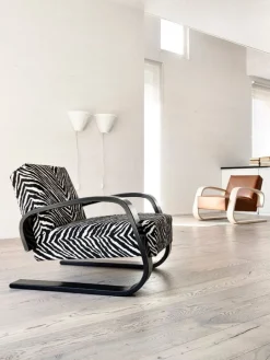 Artek Aalto armchair 400 "Tank", birch - black leather