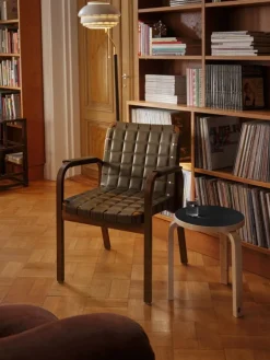Artek Aalto Armchair 45, walnut - olive quilted leather