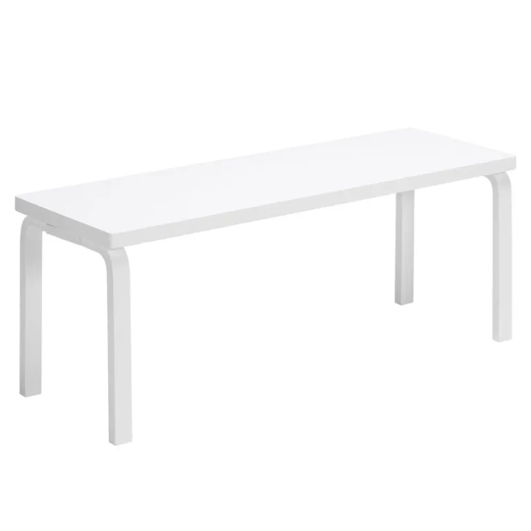 Artek Aalto bench 153A, solid seat, white
