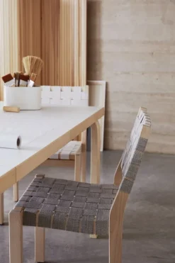 Artek Aalto chair 611, birch - natural/black webbing