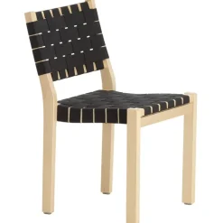 Artek Aalto chair 611, birch - black webbing