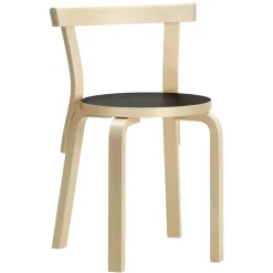 Artek Aalto chair 68, birch - black linoleum