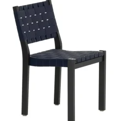 Artek Aalto chair 611, black - black/blue webbing