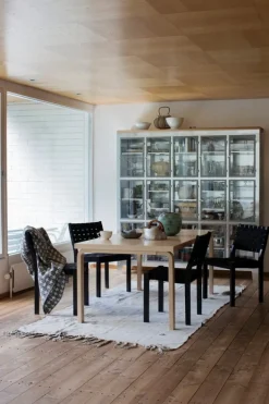 Artek Aalto chair 611, black - black/blue webbing