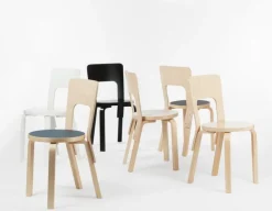 Artek Aalto chair 66, black linoleum