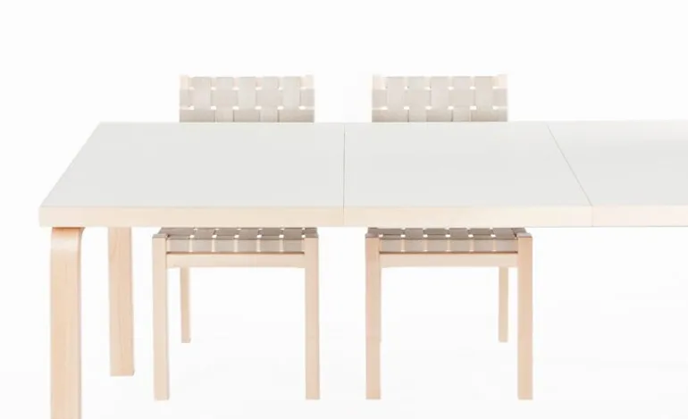 Artek Aalto extendable table 97, birch - white laminate