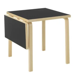 Artek Aalto foldable table DL81C, birch - black linoleum