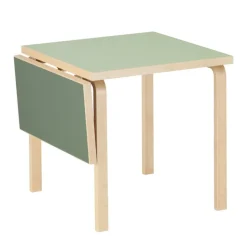 Artek Aalto foldable table DL81C, birch - pistachio/olive linoleum
