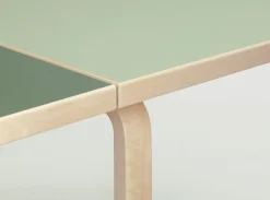 Artek Aalto foldable table DL81C, birch - pistachio/olive linoleum