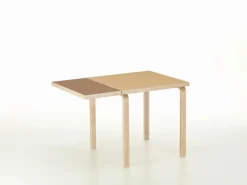 Artek Aalto foldable table DL81C, birch - clay/walnut linoleum