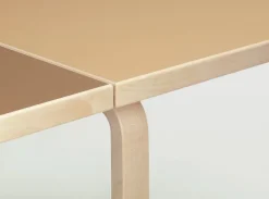 Artek Aalto foldable table DL81C, birch - clay/walnut linoleum