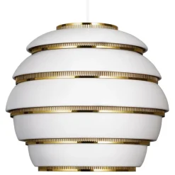 Artek Aalto pendant A331 "Beehive", white - brass
