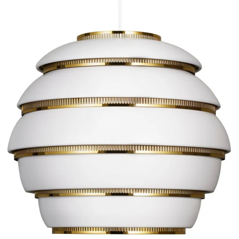 Artek Aalto pendant A331 "Beehive", white - brass