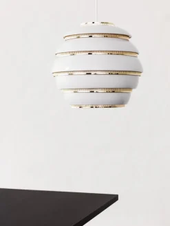 Artek Aalto pendant A331 "Beehive", white - brass