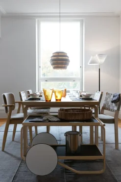 Artek Aalto pendant A331 "Beehive", white - brass