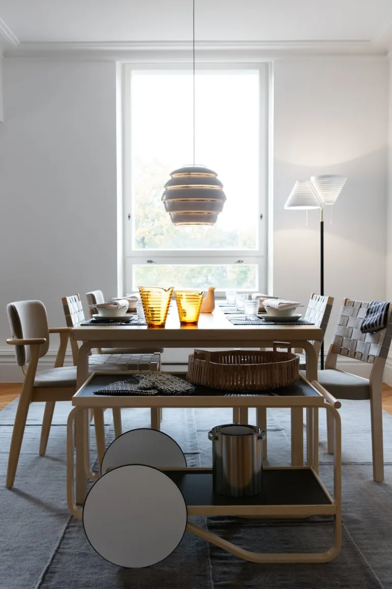 Artek Aalto pendant A331 "Beehive", white - brass