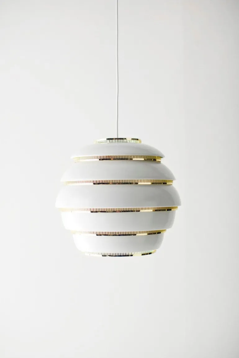 Artek Aalto pendant A331 "Beehive", white - brass