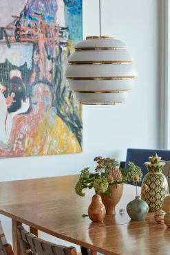 Artek Aalto pendant A331 "Beehive", white - brass