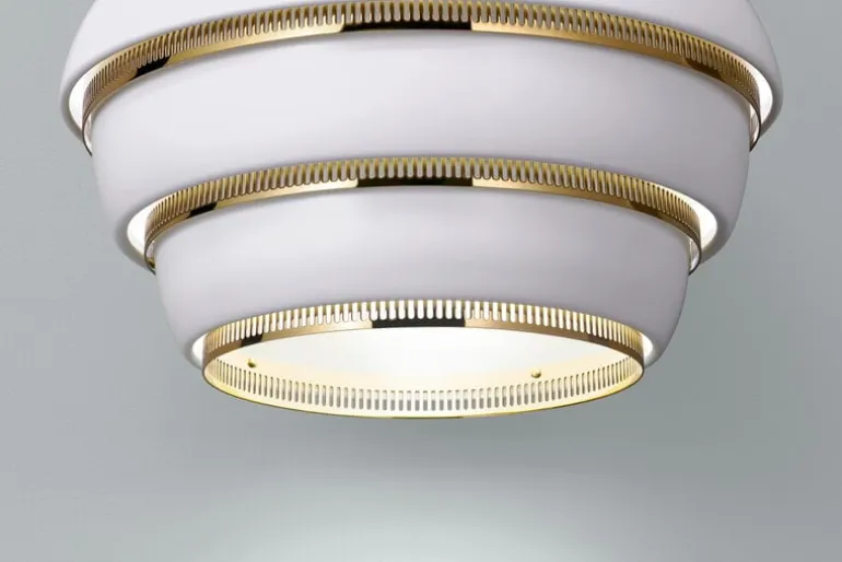 Artek Aalto pendant A331 "Beehive", white - brass